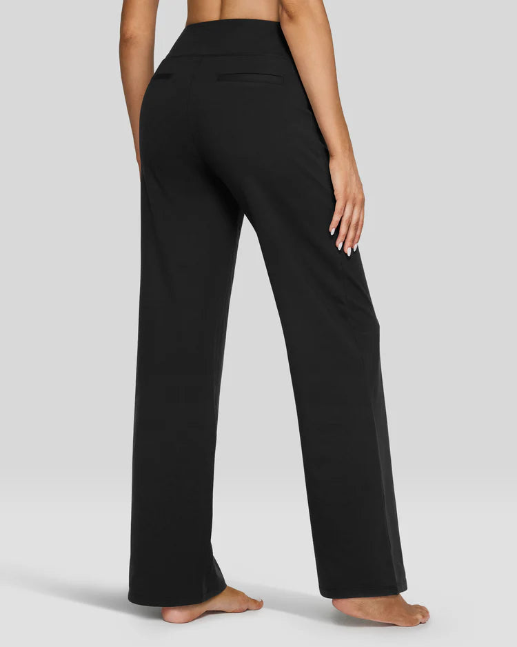 Pantalones Casual de Cintura Alta y Pierna Ancha para Mujer – Cómodos, Elásticos y Versátiles