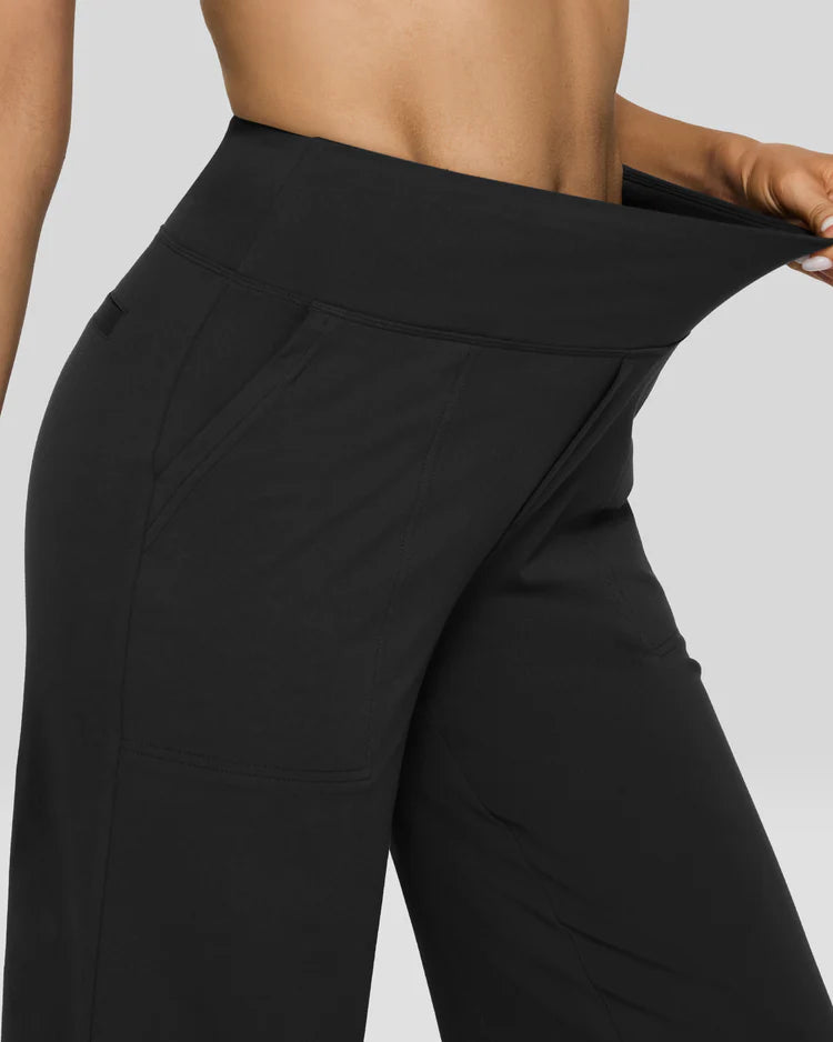 Pantalones Casual de Cintura Alta y Pierna Ancha para Mujer – Cómodos, Elásticos y Versátiles