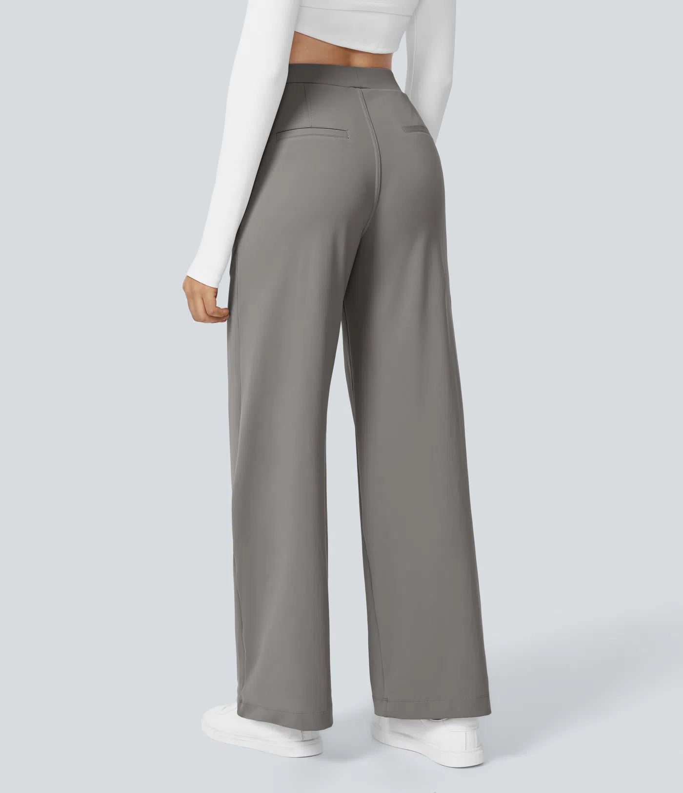 Pantalones de Trabajo Rectos de Talle Alto con Bolsillos Laterales
